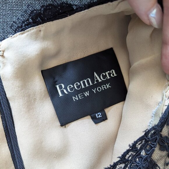 Reem Acra Black Lace Cocktail Dress | Designer | Nude Illusion - Picture 3 of 12